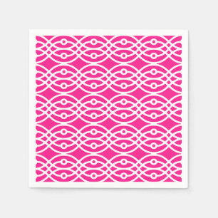 Serviettes Jetables Impression kimono, rose fuchsia et blanc