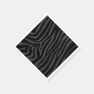 Serviettes Jetables Impression noire et grise Zebra