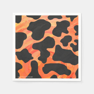 Serviettes Jetables Impression noire et orange de vache