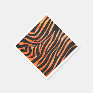 Serviettes Jetables Impression noire et orange Zebra