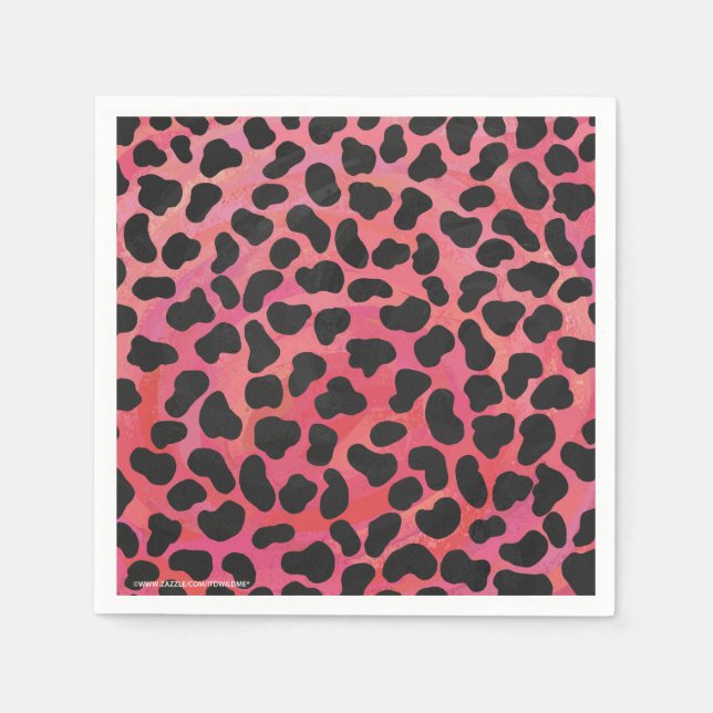 Serviettes Jetables Impression noire et rouge dalmate (Devant)