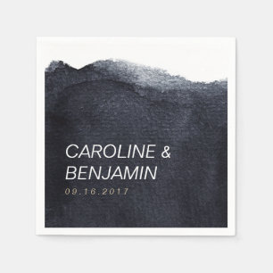 Serviettes Jetables Indigo aquarelle moderne simple mariage