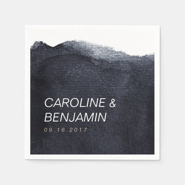 Serviettes Jetables Indigo aquarelle moderne simple mariage (Devant)