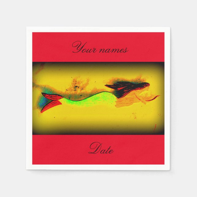 Serviettes Jetables invitation personnalisée de sirène de natation (Devant)
