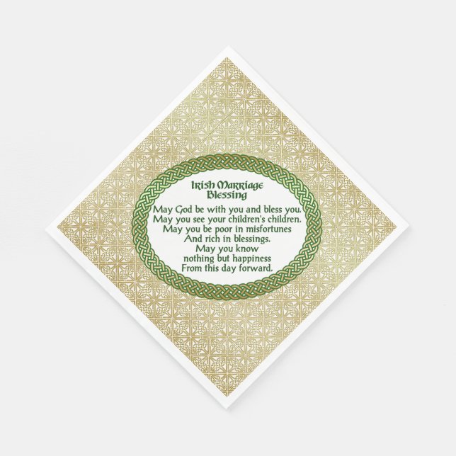 Serviettes Jetables Irlandais mariage bénédiction, or et Mariage vert (Coin)