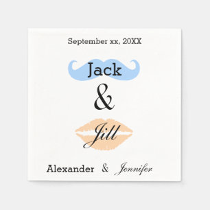Serviettes Jetables Jack & Jill Party Moustache & Kiss Napkins