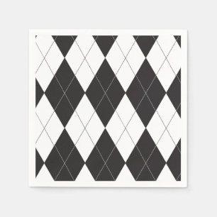 Serviettes Jetables Jacquard noir et blanc