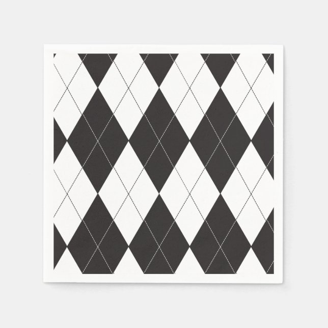 Serviettes Jetables Jacquard noir et blanc (Devant)