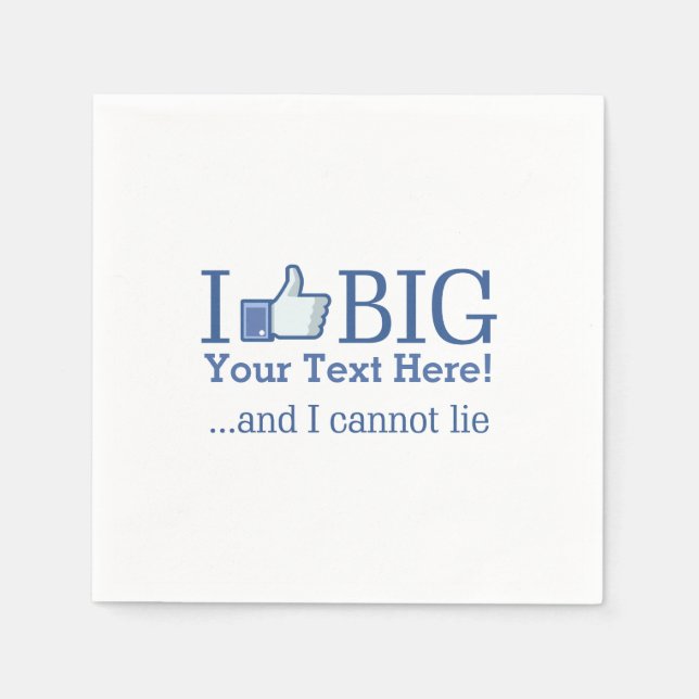 Serviettes Jetables J'aime Big Personnalisé avec votre texte facilemen (Devant)
