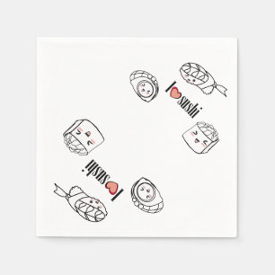Serviettes Jetables J'aime la serviette de sushi