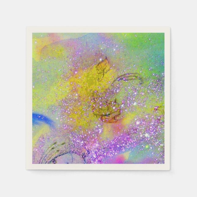 Serviettes Jetables JARDIN DES OMBRES PERDUES Vert Jaune violet (Devant)