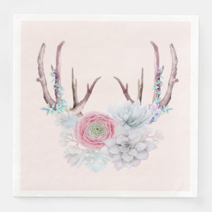 Serviettes Jetables Jardin rose de Succulent de fleurs d'andouillers