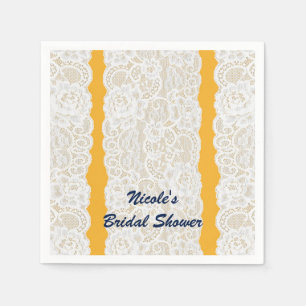 Serviettes Jetables Jaune & Blanche Lace Lumineuse Élégante Parti Rust