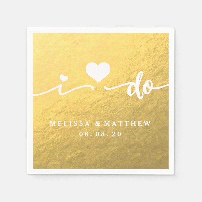 Serviettes Jetables Je fais Gold Glamor Mariage Papier Napkin (Devant)