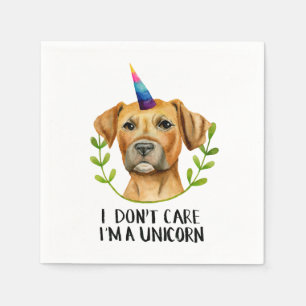 Serviettes Jetables JE SUIS UN UNICORN   Funny Pit Bull Terrier Chien