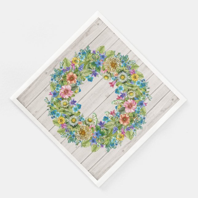 Serviettes Jetables Joli Floral Rustic Party articles serviettes (Coin)