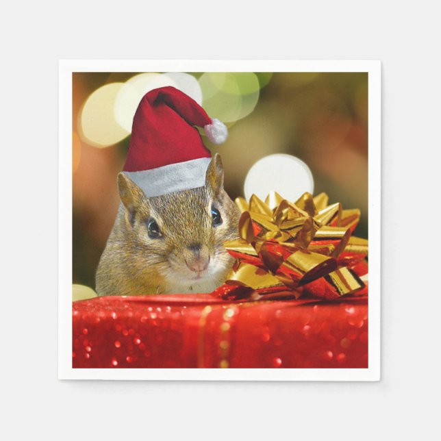 Serviettes Jetables Joli Noël Chipmunk (Devant)