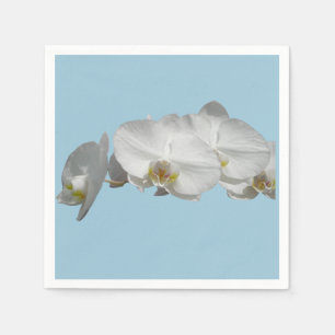 Serviettes Jetables Jolie Orchidée blanche sur bleu clair
