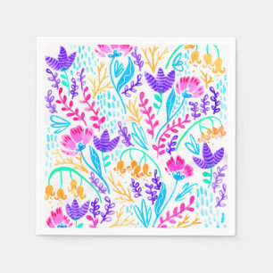 Serviettes Jetables Jolies fleurs aquarelles colorées