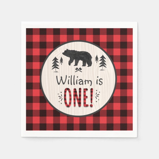 Serviettes Jetables Jour d'anniversaire de Lumberjack de Napkin Lumber (Devant)