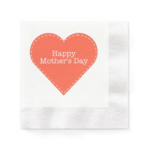 Joyeuse Fête des Mères Orange Papier Coeur Napkin