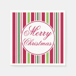 Serviettes Jetables Joyeuses serviettes de Noël rayées