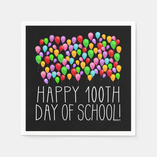 Serviettes Jetables Joyeux 100e jour de l'école 100 ballons enseignant (Devant)