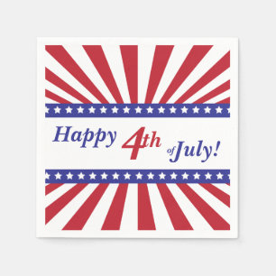 Serviettes Jetables Joyeux 4 juillet rouge blanc et bleu