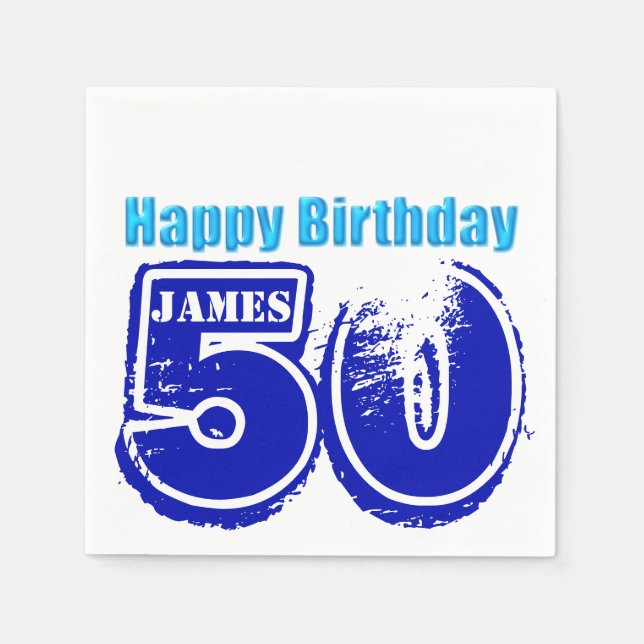 Serviettes Jetables Joyeux 50e anniversaire Papier personnalisé servie (Devant)