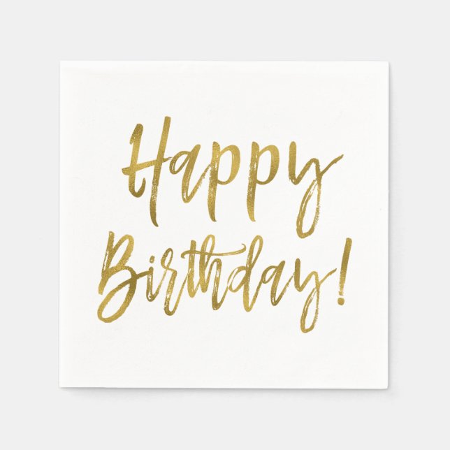 Serviettes Jetables Joyeux Anniversaire d'or serviettes à huile (Devant)