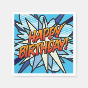 Serviettes Jetables Joyeux anniversaire Modern Fun Bleu