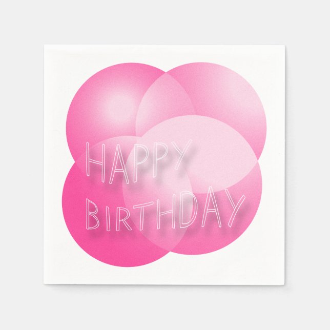 Serviettes Jetables Joyeux Anniversaire Papier serviettes Bubbles rose (Devant)