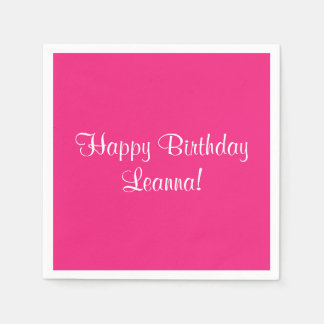 Serviettes Jetables Joyeux anniversaire rose (nom) Leanna