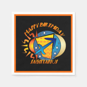 Serviettes Jetables Joyeux Anniversaire Sagittarius Zodiac signe de na
