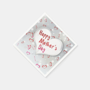Serviettes Jetables Joyeux coeur de papier 3D de la Fête des Mères