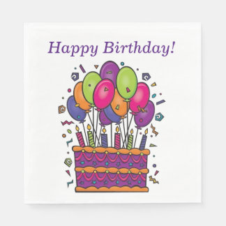Serviettes Jetables Joyeux gâteau d'anniversaire serviettes #1