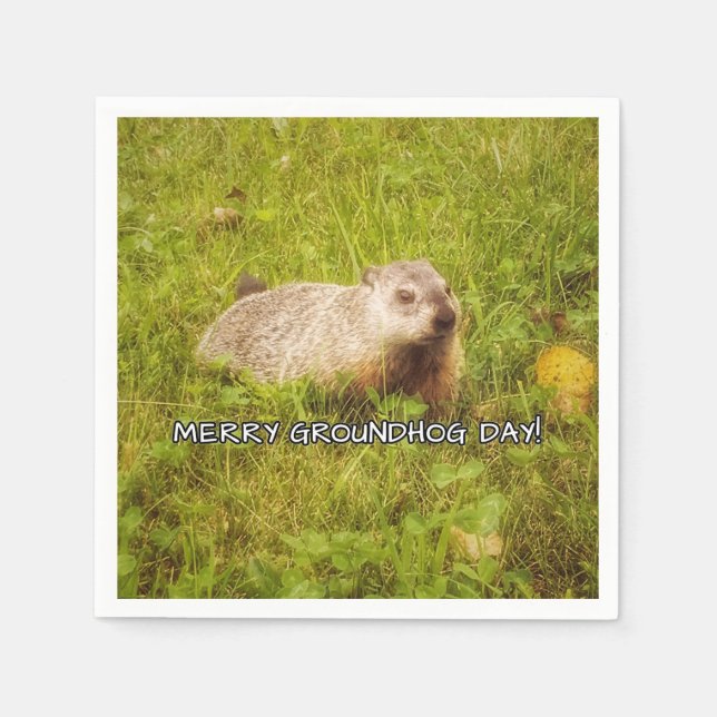 Serviettes Jetables Joyeux Jour de la marmotte (Devant)