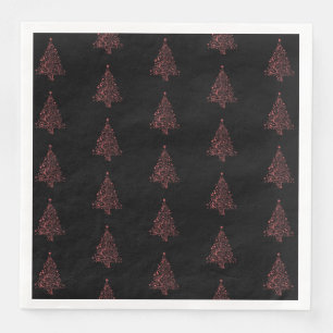 Serviettes Jetables Joyeux Noël Arbre Motif Rouge Noir Élégant