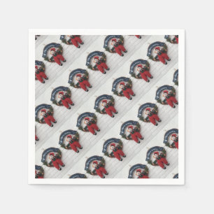 Serviettes Jetables Joyeux Noël Wreath mignonne Teddy Bear Motif