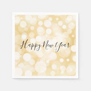 Serviettes Jetables Joyeux Nouvel An Gold Polka Dot Holiday Napkin