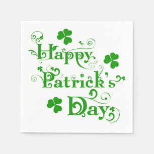 Serviettes Jetables Joyeux St. Patrick's Day Floral Text Design 2b