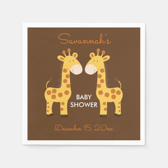 Serviettes Jetables Jumeaux Giraffes Baby shower Napkin (Devant)