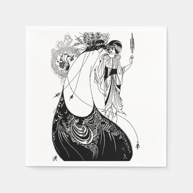 Serviettes Jetables Jupe Peacock Beardsley Art Nouveau (Devant)