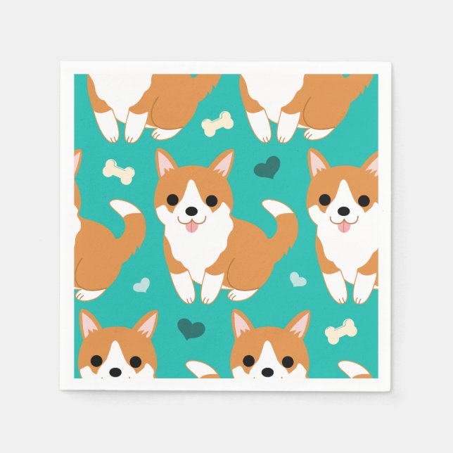 Serviettes Jetables Kawaii Cute Corgi chien simple illustration motif (Devant)