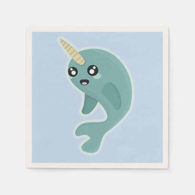 Serviettes Jetables Kawaii Narwhal (Devant)