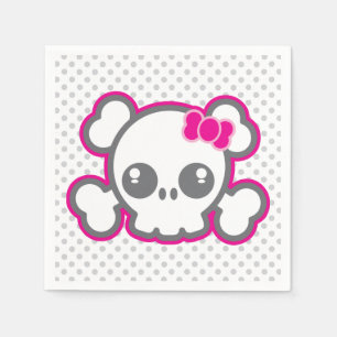 Serviettes Jetables Kawaii Pink Ribbon Skull Napkins
