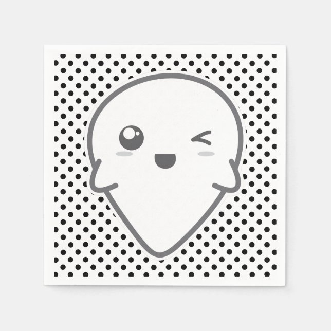 Serviettes Jetables Kawaii Winking Ghost Napkins (Devant)