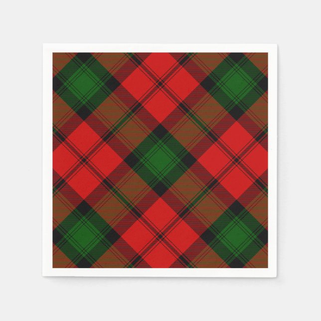 Serviettes Jetables Kerr tartan rouge vert plaid (Devant)