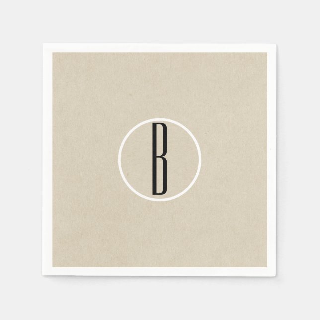 Serviettes Jetables Kraft Brun Chic Monogramme Lettre Initiale Rustiqu (Devant)