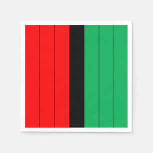 Serviettes Jetables Kwanzaa Rouge Noir Vert Kinara Motif rayé